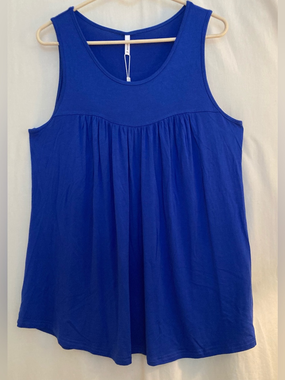 NWT Longyuan Royal Blue Sleeveless Gathered Tank Top Size XL